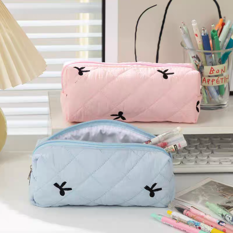 Minimalist Bow Soft Quilting Storage/Stationery Pouch