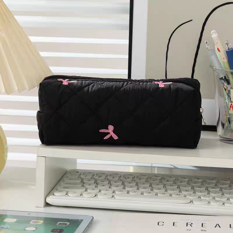 Minimalist Bow Soft Quilting Storage/Stationery Pouch