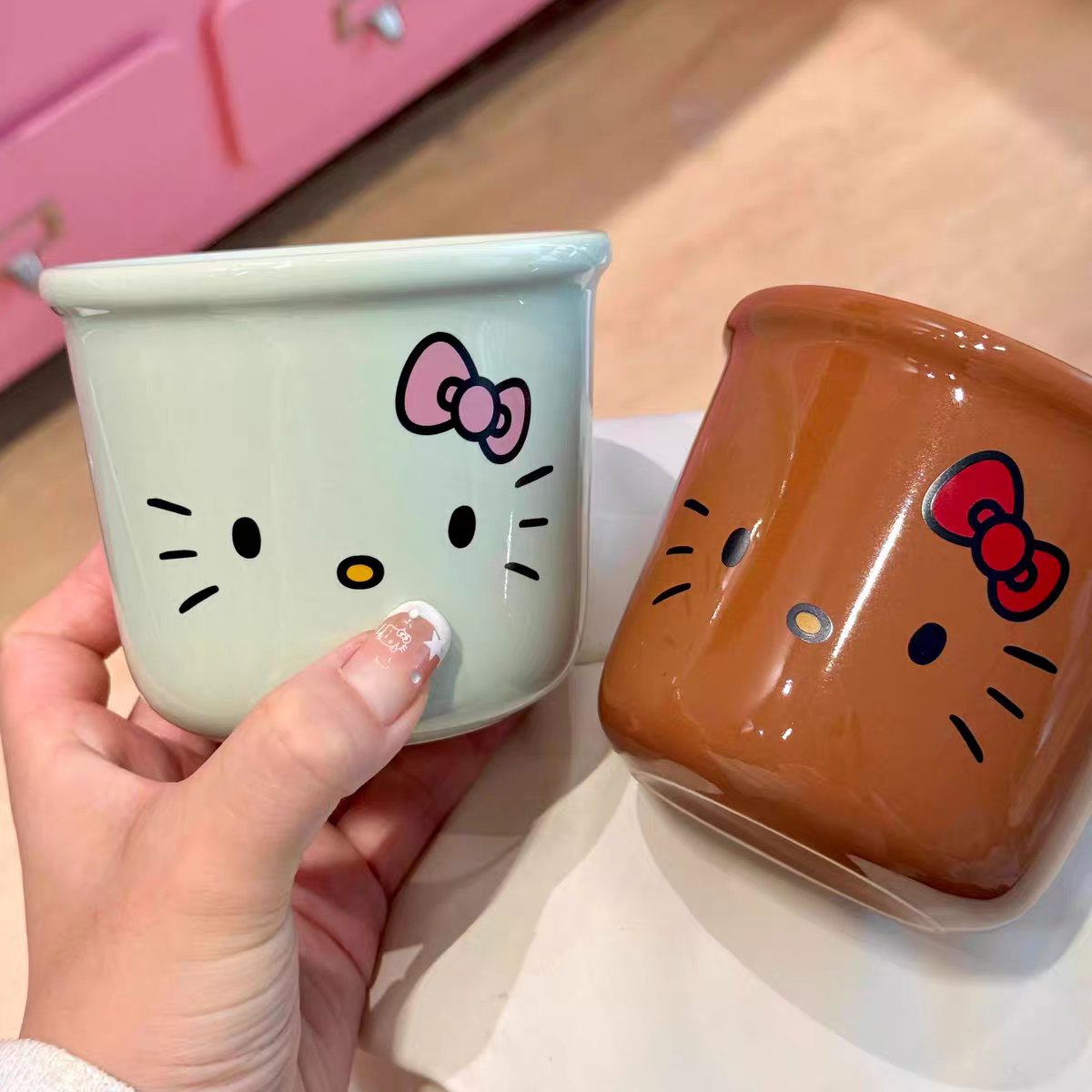 Hello Kitty Ceramic Latte Cup - Pista Green