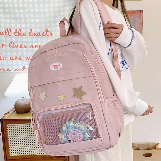korean School Backpack - Pink