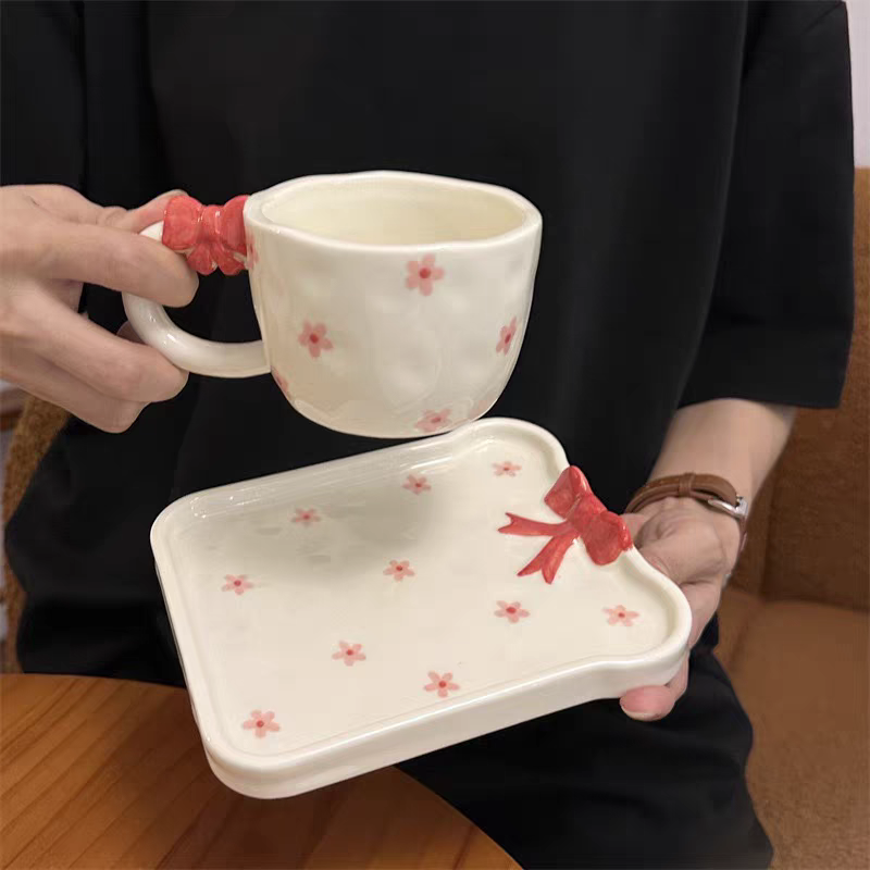 Pinterest Bow White Mug Set (Cup & Saucer)
