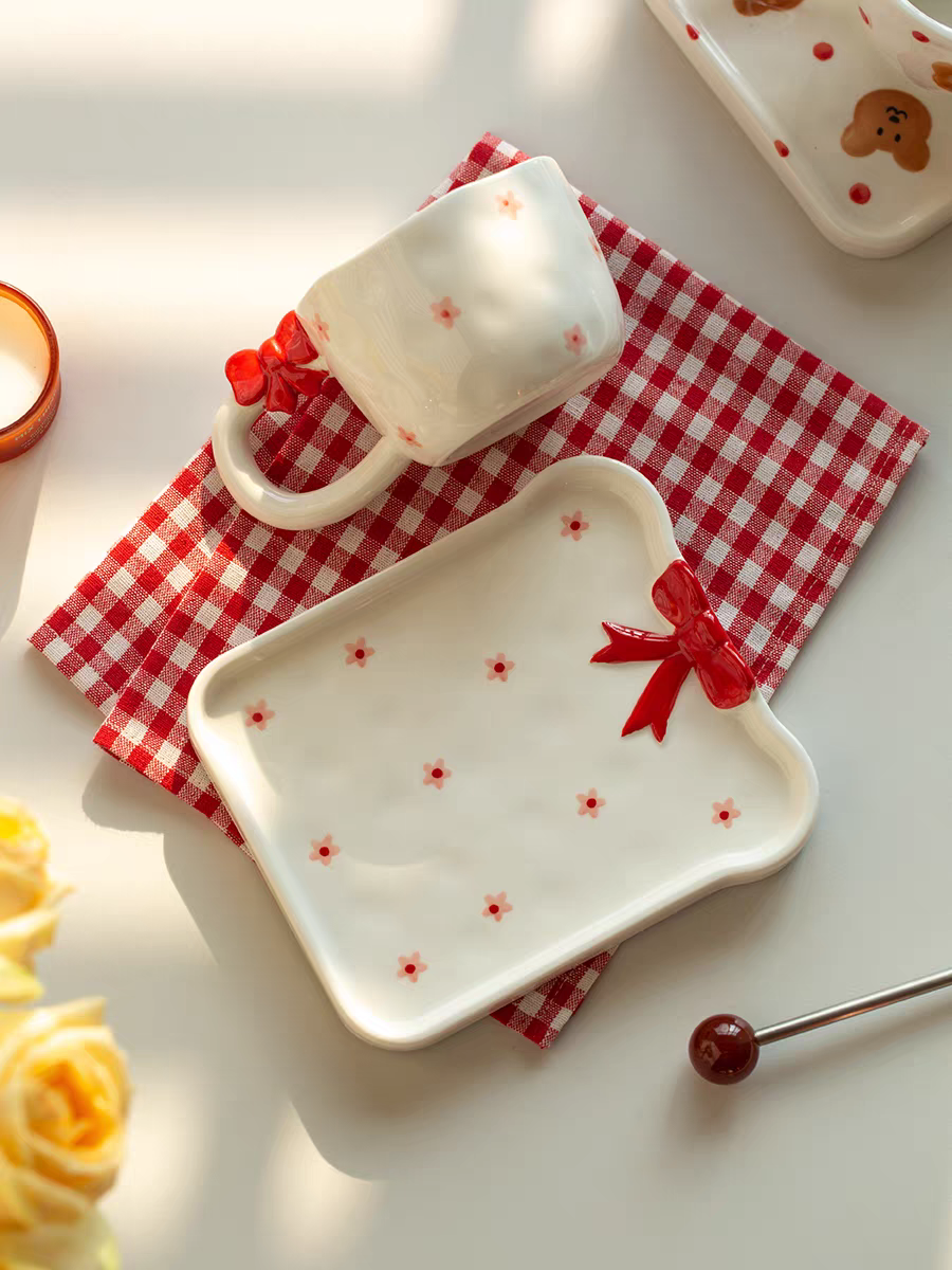 Pinterest Bow White Mug Set (Cup & Saucer)