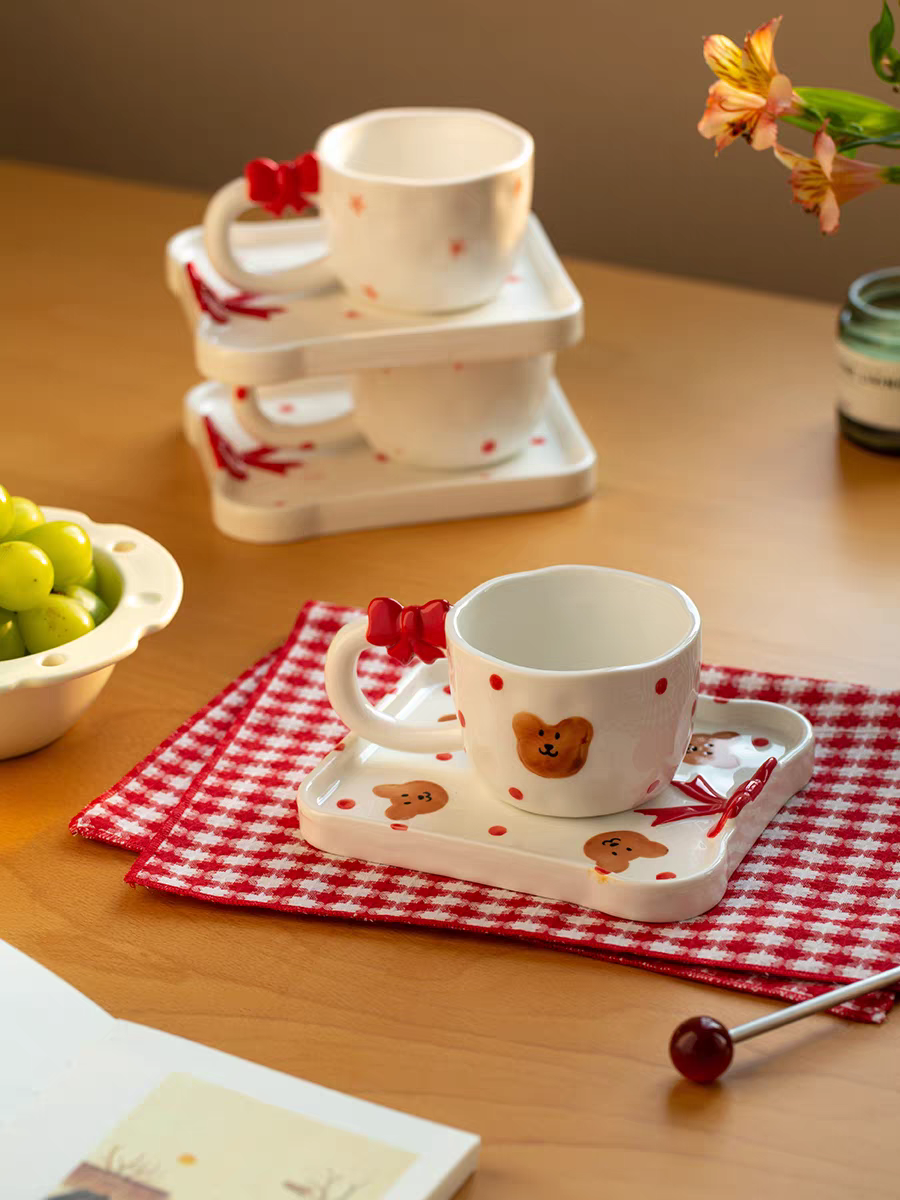 Kawaii Bear Mug Set (Cup & Saucer)
