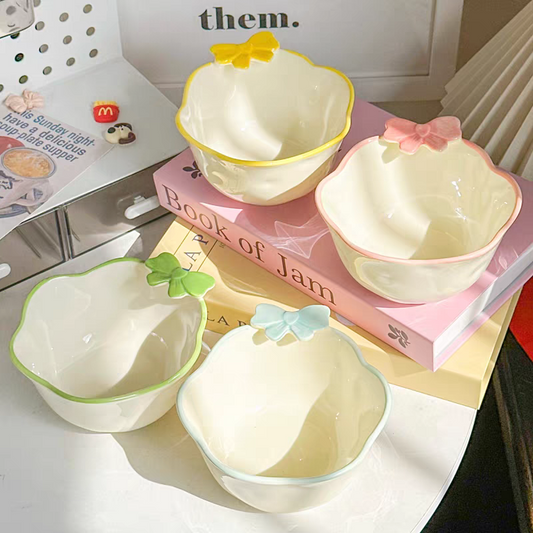 Ceramic Bow Snack Bowl - Pink