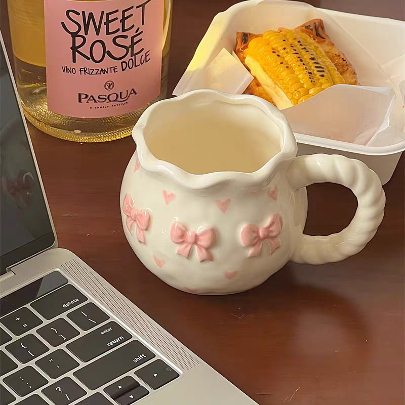 New Ceramic Coquette Bow Mug - Foam Packing