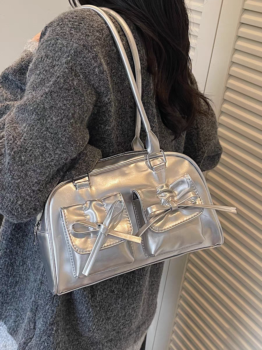 Korean Silver Coquette Handbag - With FREE Cherry Keycharm