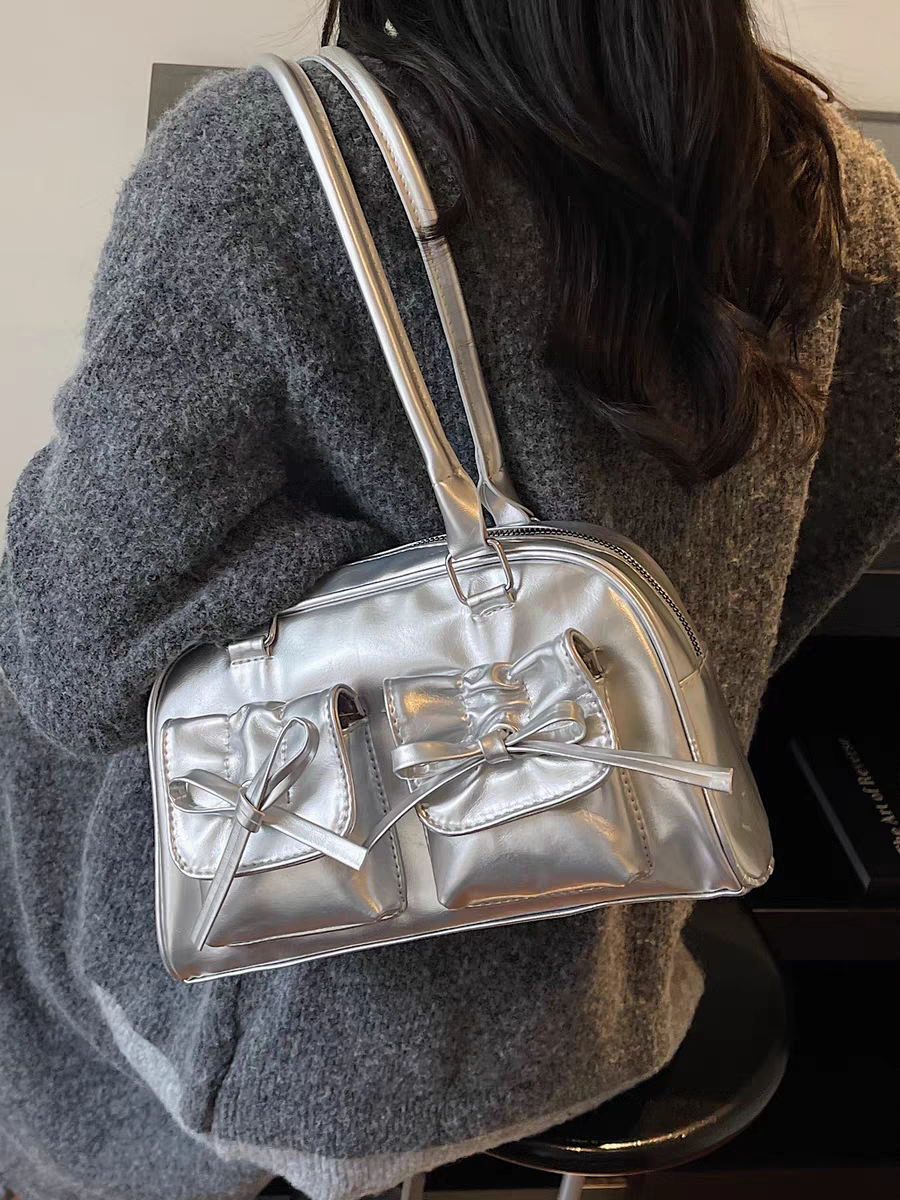 Korean Silver Coquette Handbag - With FREE Cherry Keycharm