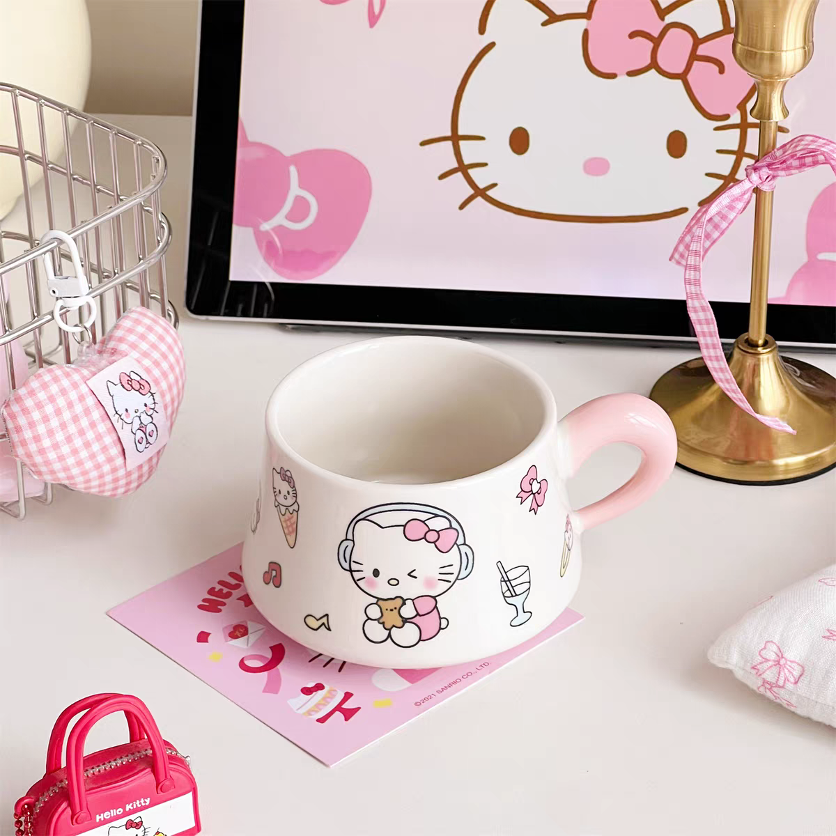 Cute Hello Kitty Cup Saucer and Spoon