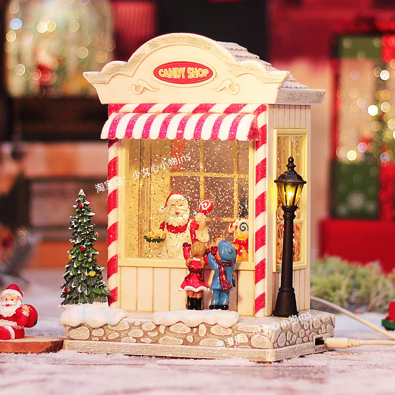 Santa White Candy Shop Lamp - With Music