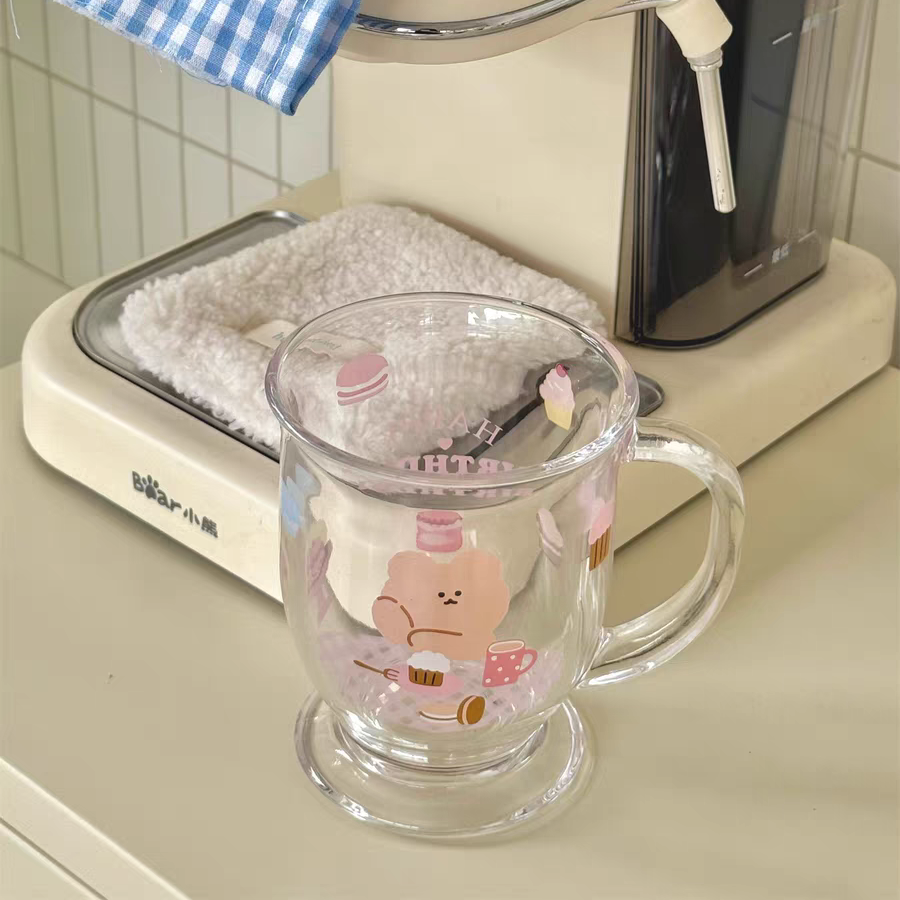 Pinterest Kawaii Bear Latte Glass Cup