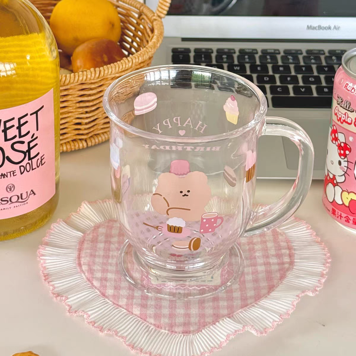Pinterest Kawaii Bear Latte Glass Cup
