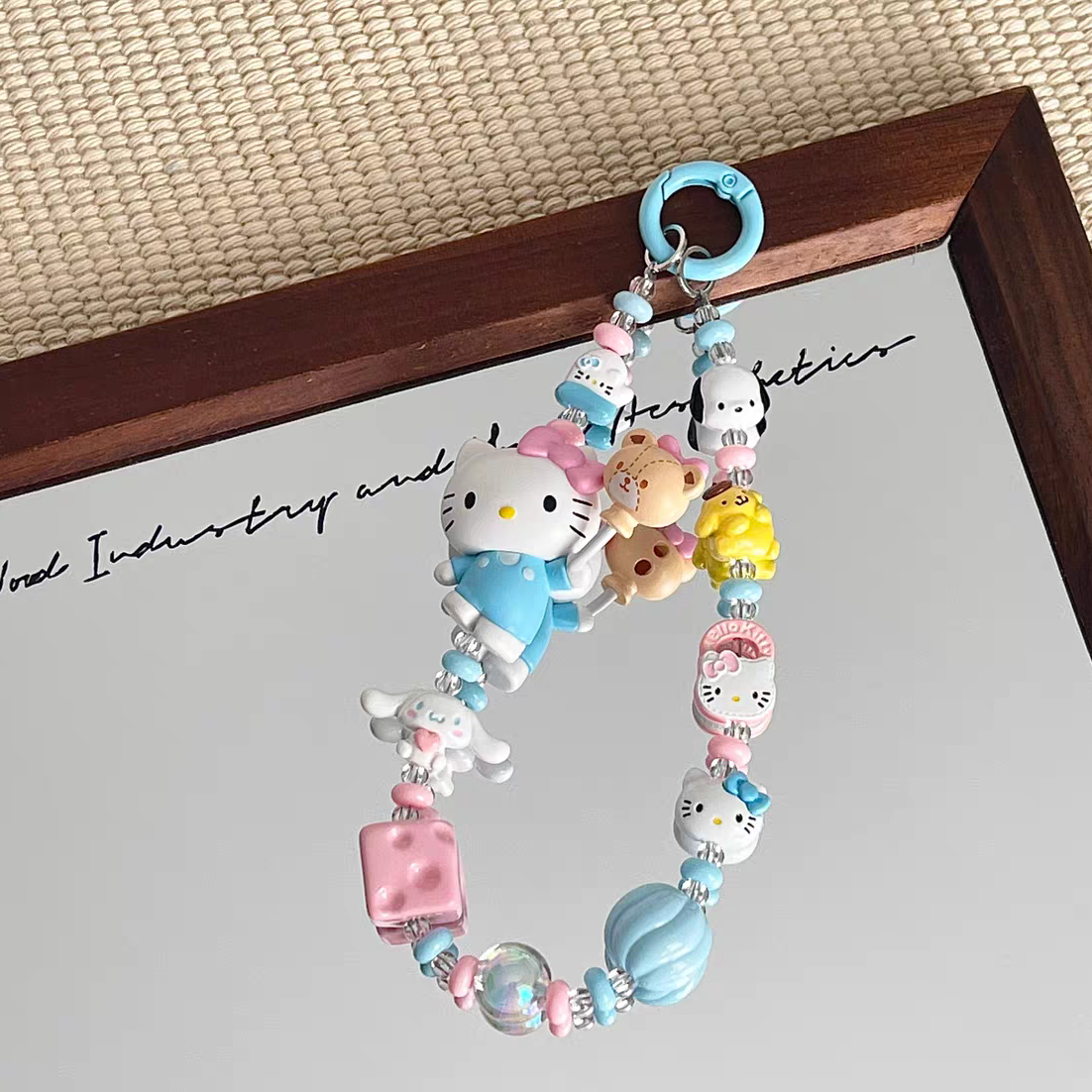 Handmade Hello Kitty Luxe Phone Charm (with Genuine Sanrio Bean Figure) - Preorder