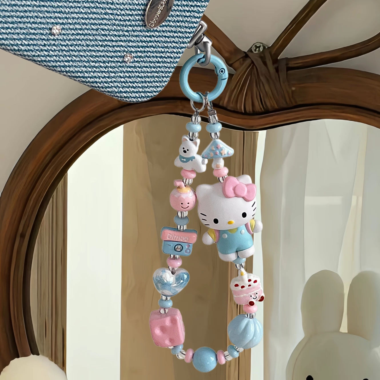 Handmade Hello Kitty Luxe Phone Charm (with Genuine Sanrio Bean Figure) - Preorder