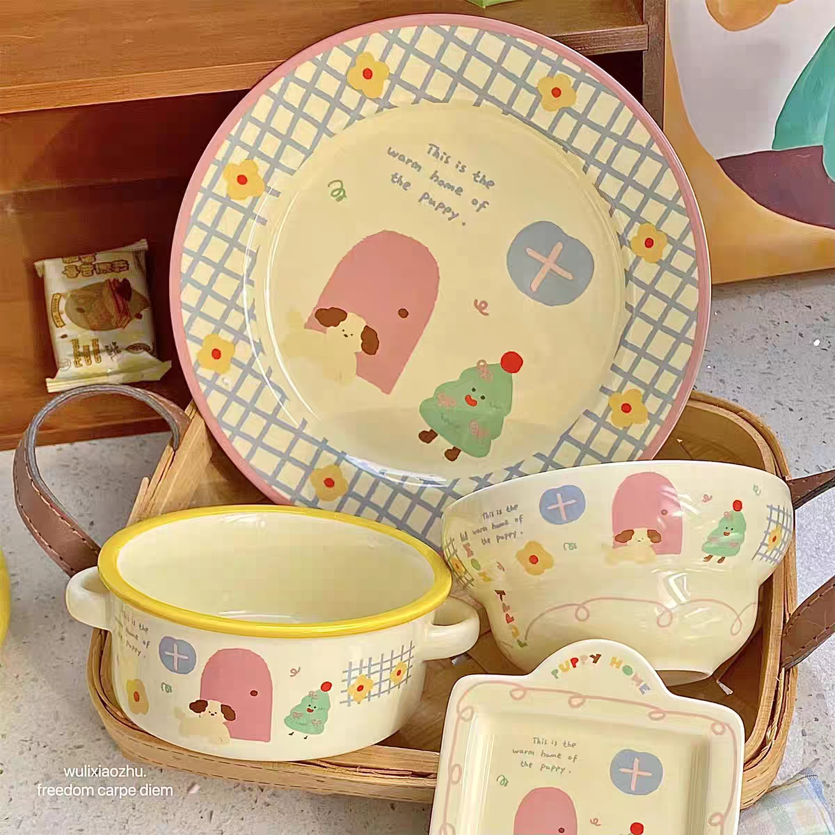 Kawaii Illustration Ceramic Tableware Set