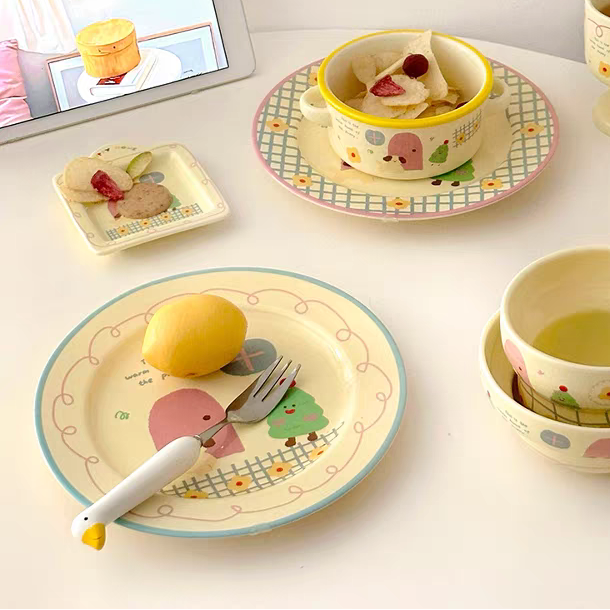 Kawaii Illustration Ceramic Tableware Set
