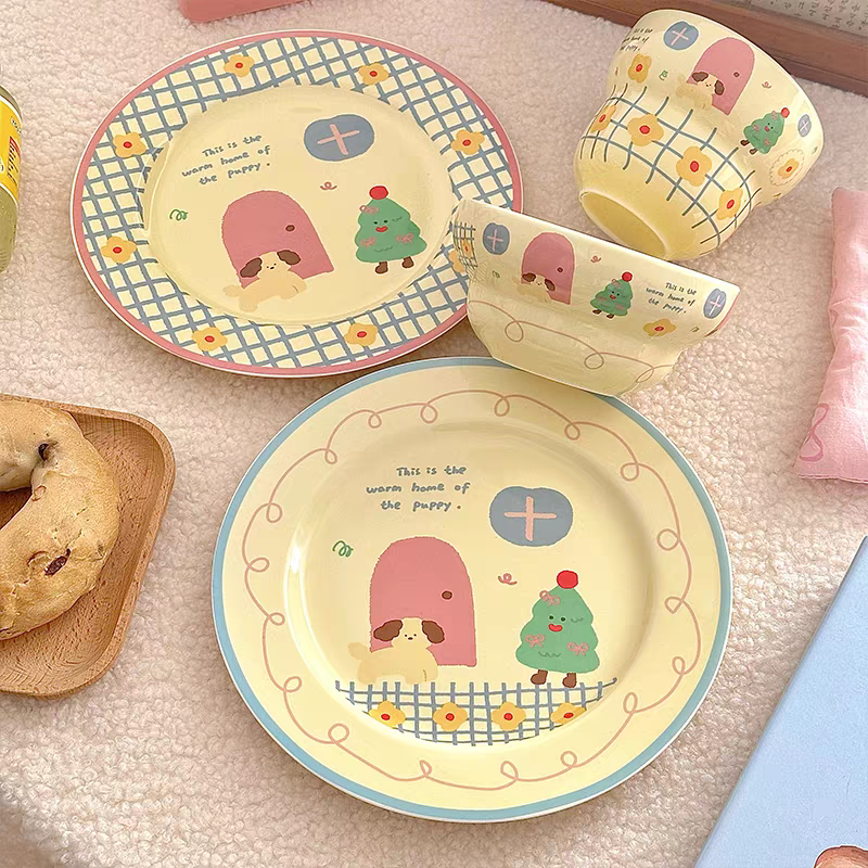 Kawaii Illustration Ceramic Tableware Set