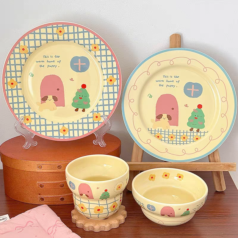 Kawaii Illustration Ceramic Tableware Set