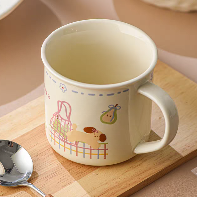 Kawaii Doodle Puppy Ceramic Mug