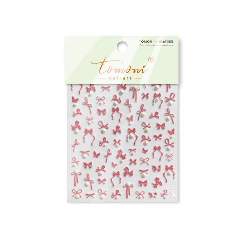 Coquette Red Bow Nail Art Sticker