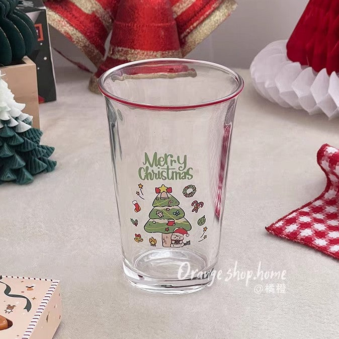 Christmas Illustration Glass Latte Tumbler