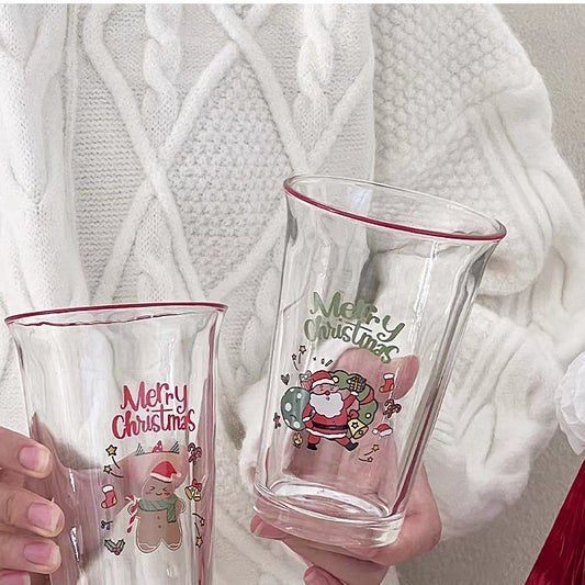 Christmas Illustration Glass Latte Tumbler