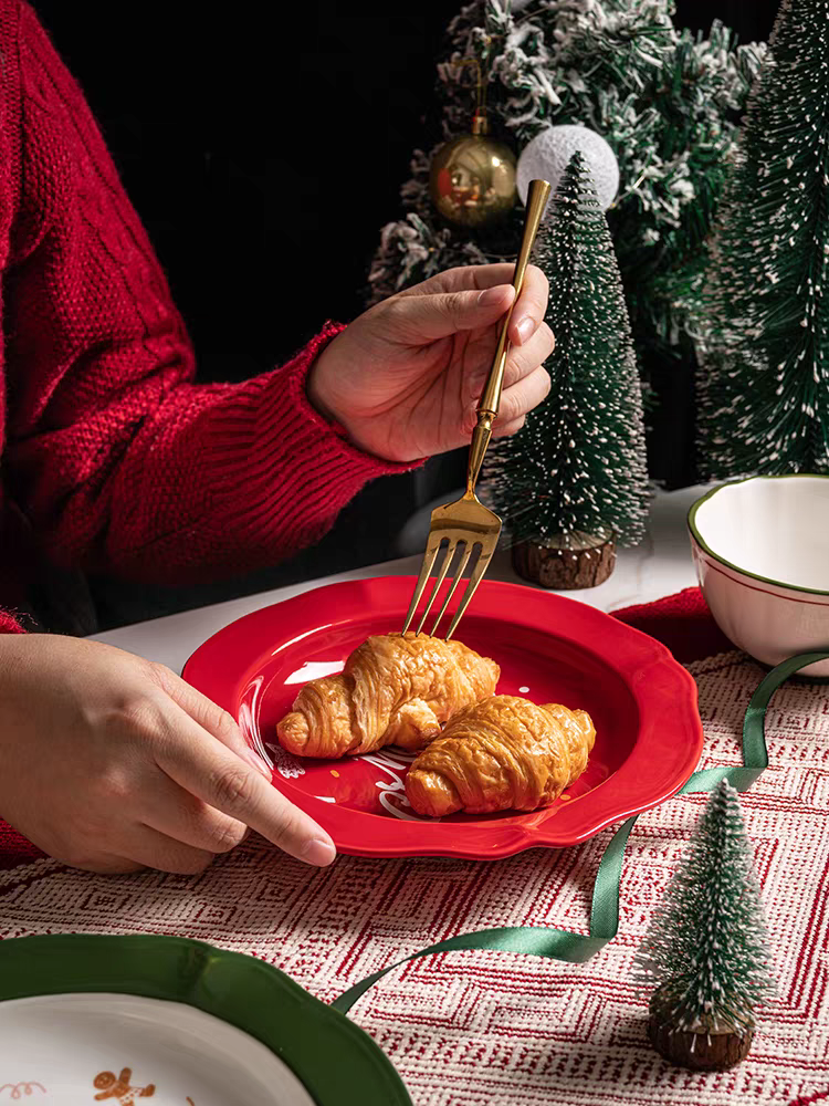 Merry Christmas Ceramic Red Plate