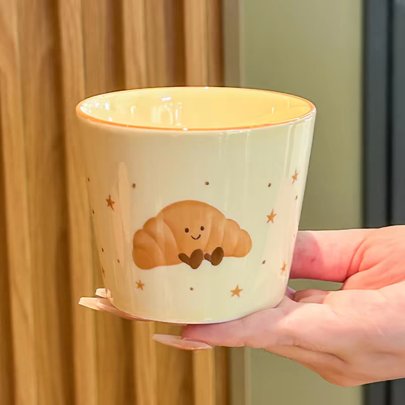 Croissant Hand Painted Ceramic Latte Cup - Small - 220ml