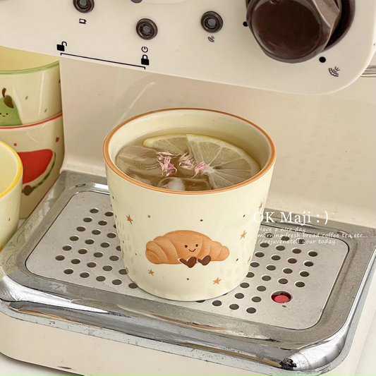 Croissant Hand Painted Ceramic Latte Cup - Small - 220ml