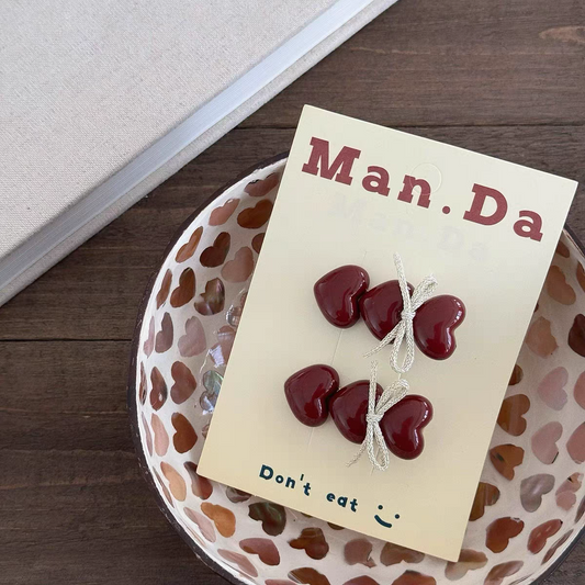 Coquette Heart-Shaped Bowknot Hair Clip - Pair