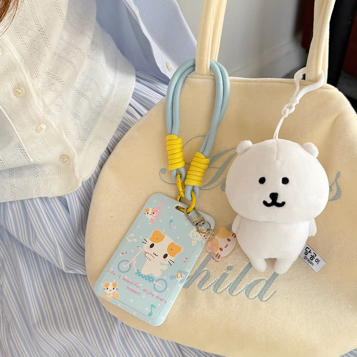 Cute Bi-Cyle Kitten ID Badge Holder