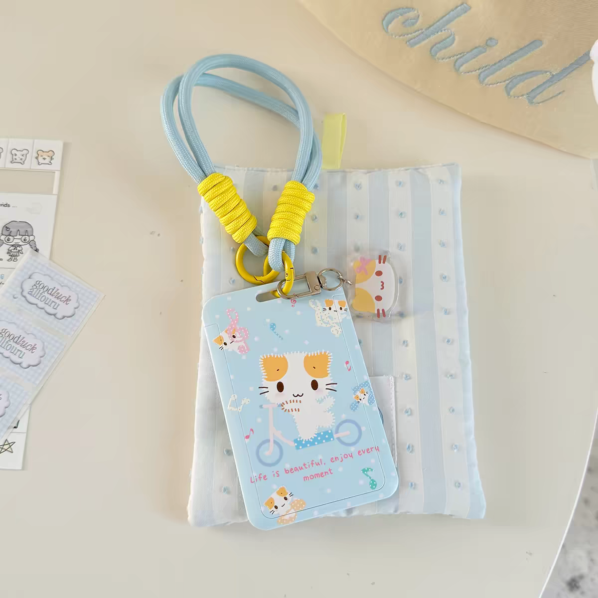 Cute Bi-Cyle Kitten ID Badge Holder