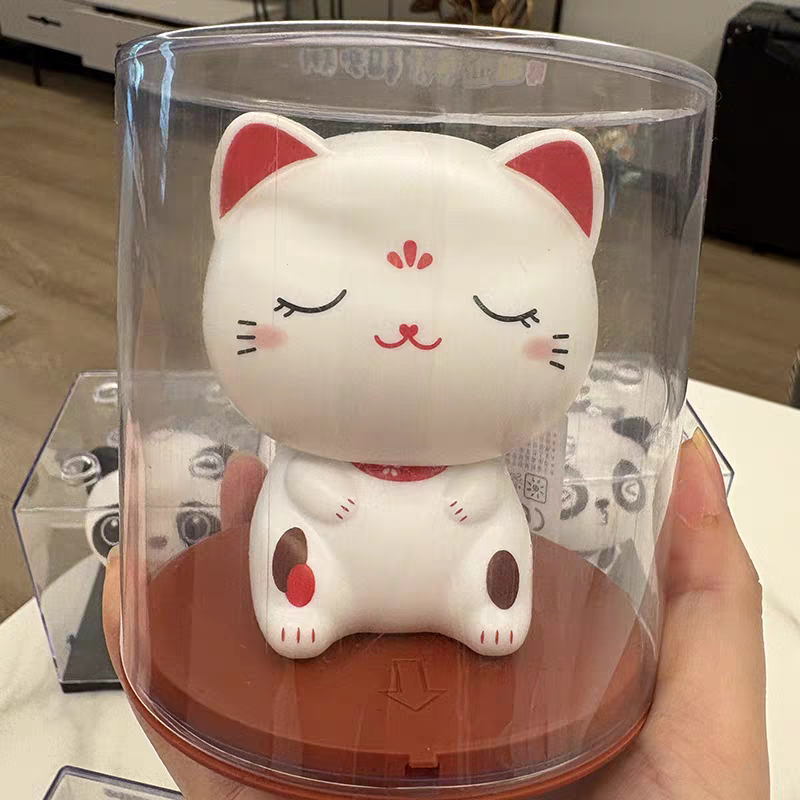 Can This Love Be Translated - Japanese Maneki Neko Solar Waving Display Ornament - Closed Eyes