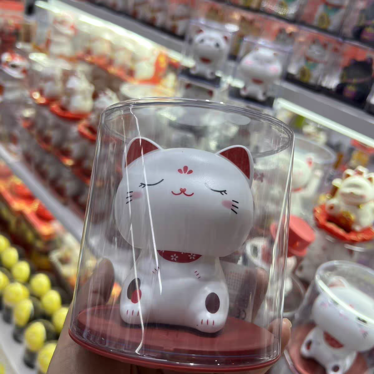 Can This Love Be Translated - Japanese Maneki Neko Solar Waving Display Ornament - Closed Eyes
