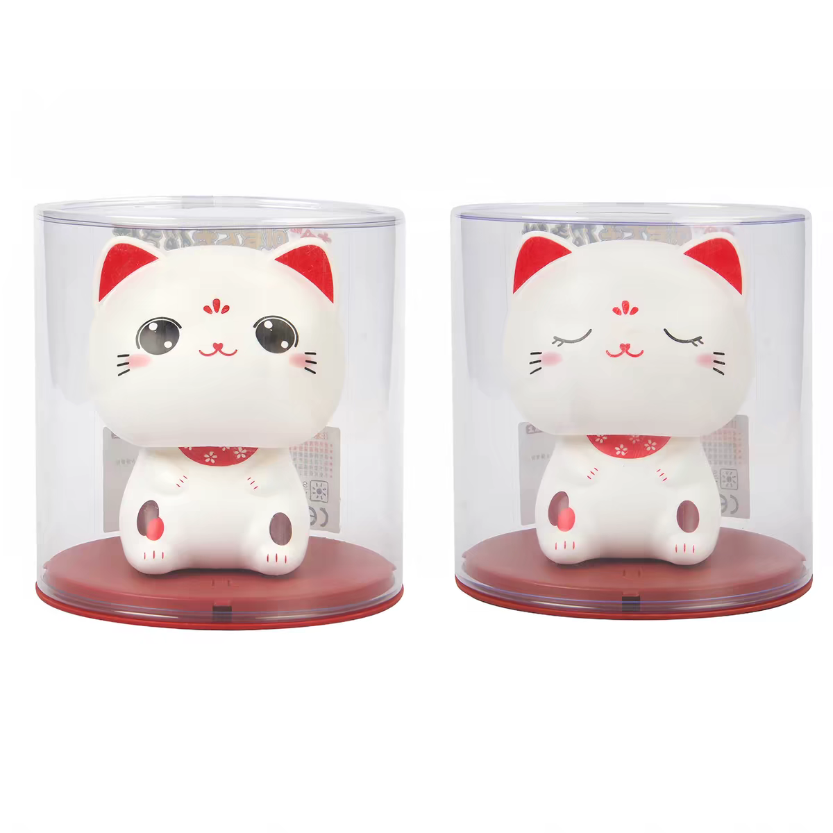 Can This Love Be Translated - Japanese Maneki Neko Solar Waving Display Ornament - Closed Eyes