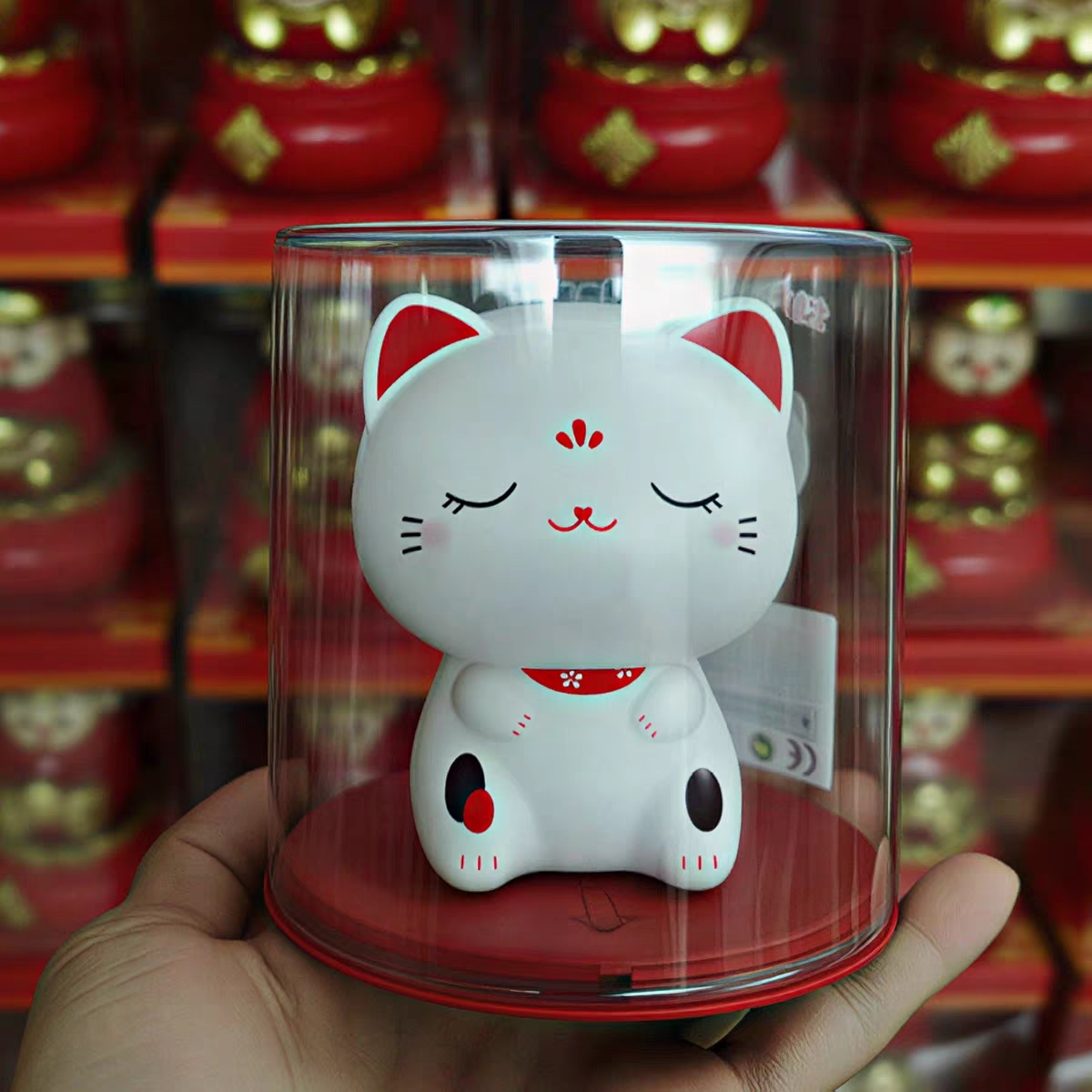 Can This Love Be Translated - Japanese Maneki Neko Solar Waving Display Ornament - Closed Eyes