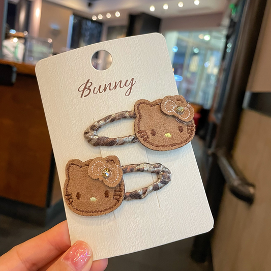 Brown HK Hair Clip - Pair