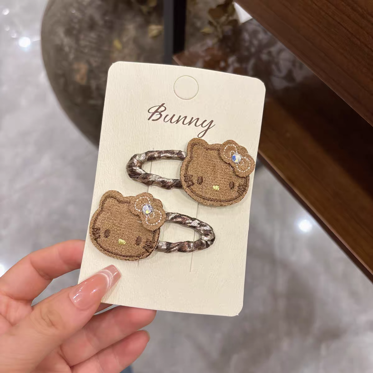 Brown HK Hair Clip - Pair