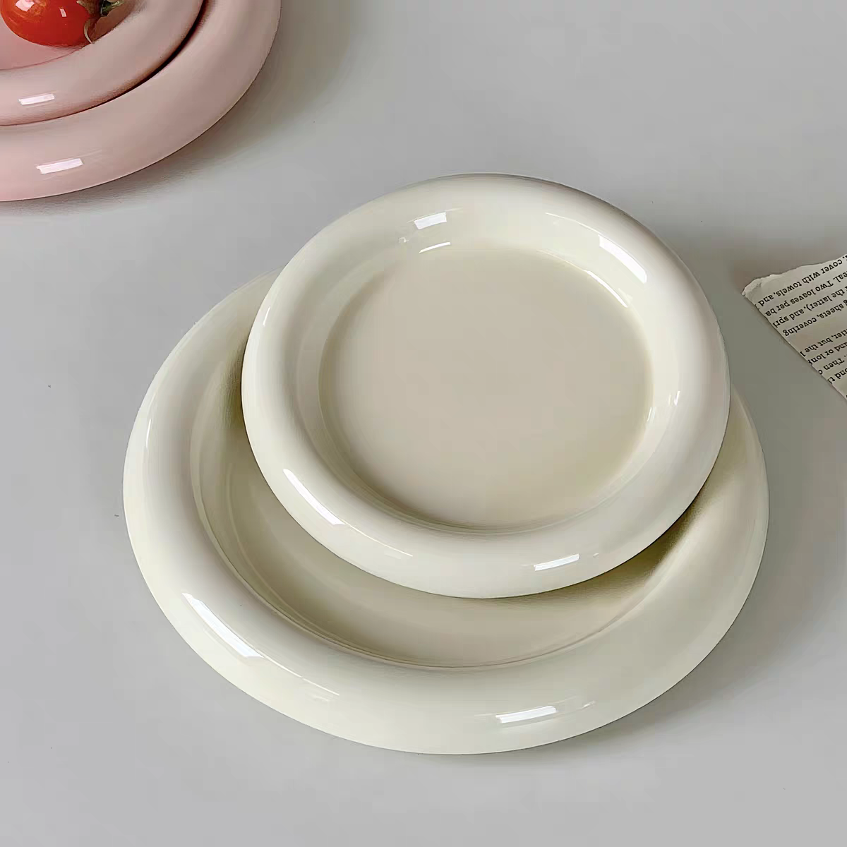Ceramic Pinterest Bubble Plate - Set of 2 - Cream White