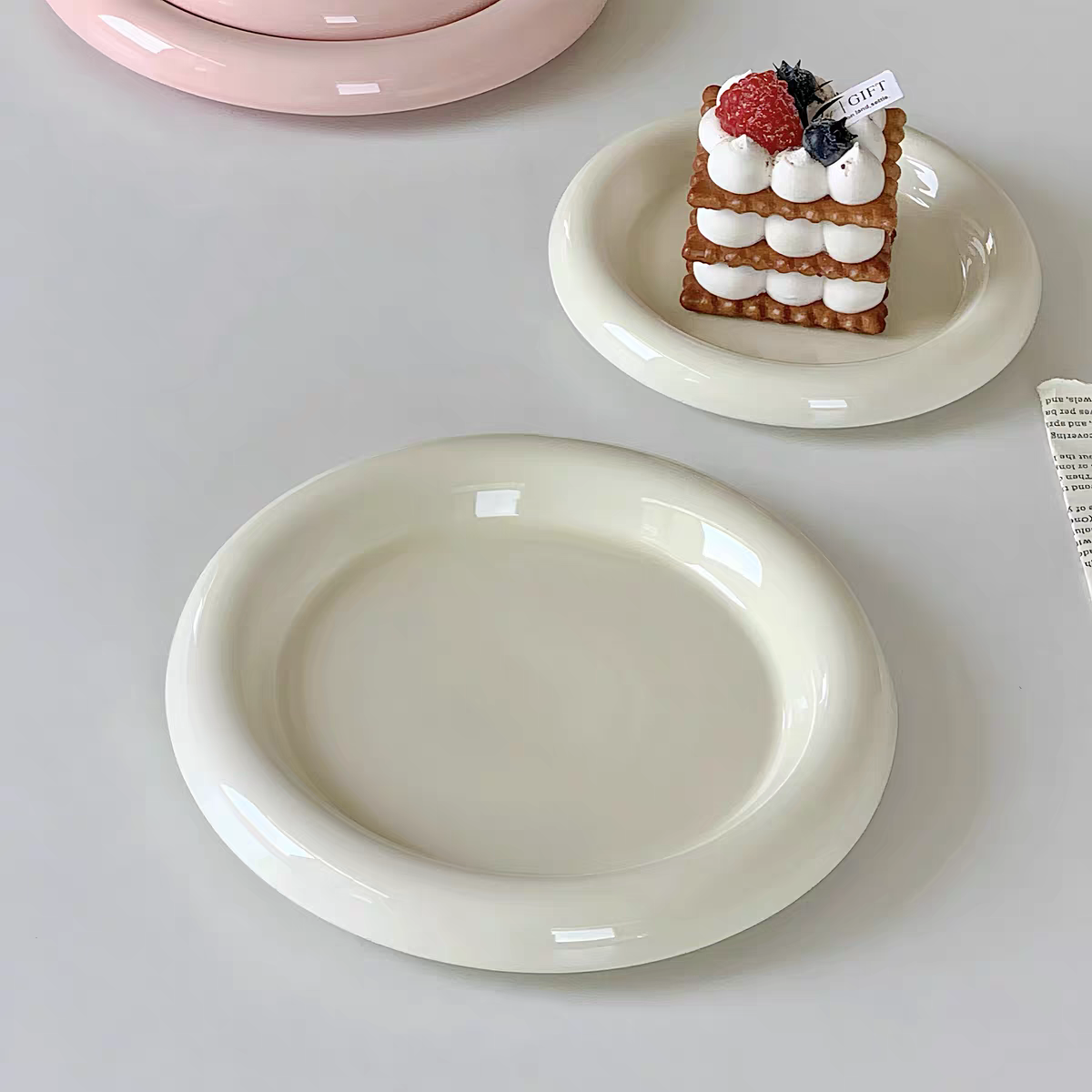 Ceramic Pinterest Bubble Plate - Set of 2 - Cream White
