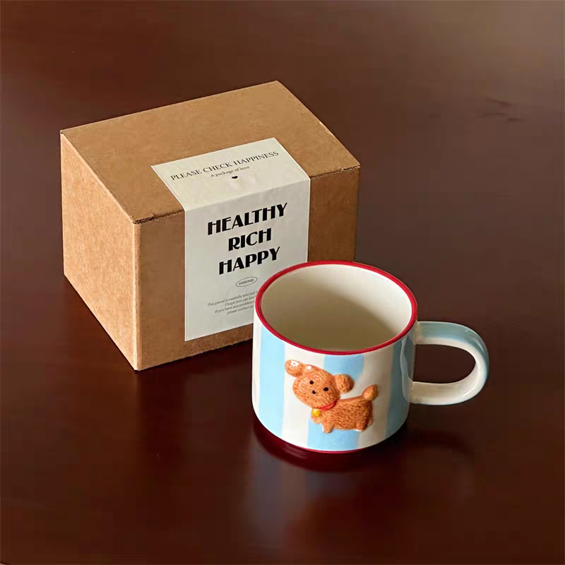 Cute Puppy Porcelain Mug 300ml Capacity Hand-painted Ceramic Mug