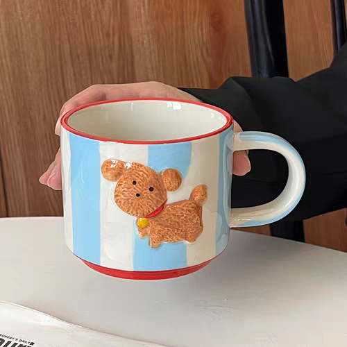 Cute Puppy Porcelain Mug 300ml Capacity Hand-painted Ceramic Mug