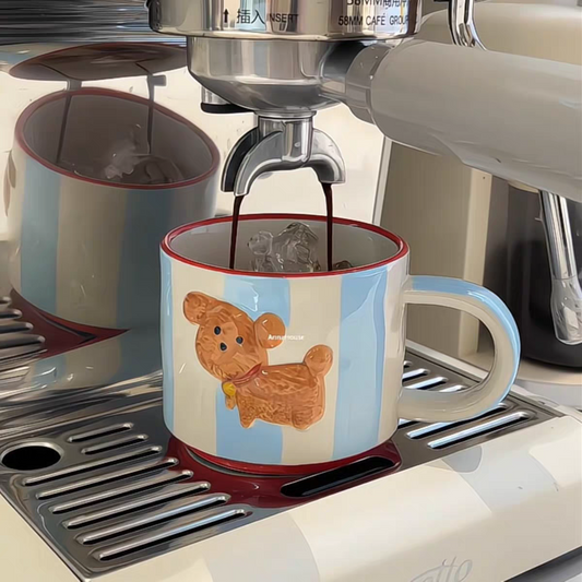 Cute Puppy Porcelain Mug 300ml Capacity Hand-painted Ceramic Mug