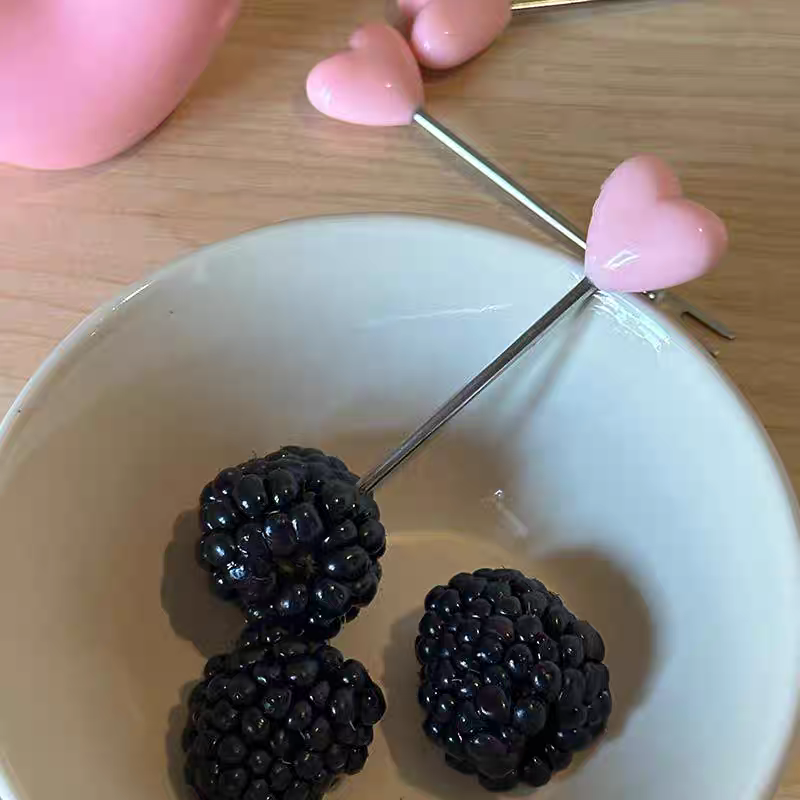 Pink Heart Shaped Fruit Pick