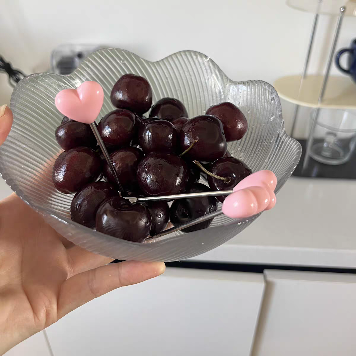 Pink Heart Shaped Fruit Pick