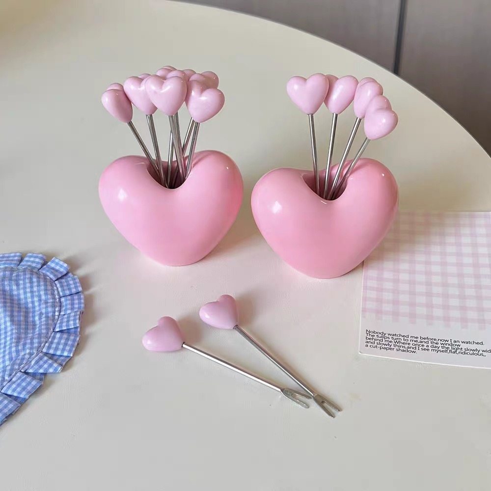 Pink Heart Shaped Fruit Pick