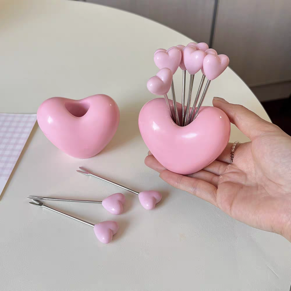 Pink Heart Shaped Fruit Pick