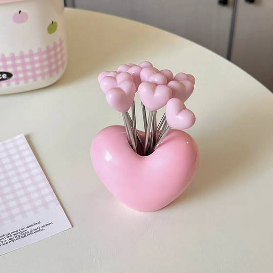 Pink Heart Shaped Fruit Pick