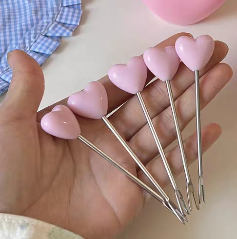 Pink Heart Shaped Fruit Pick