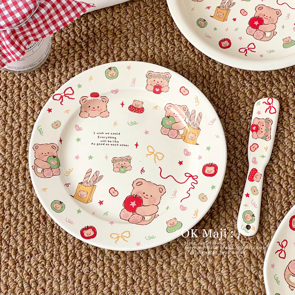 Kawaii Illustration Printed Plate + Butter Knife