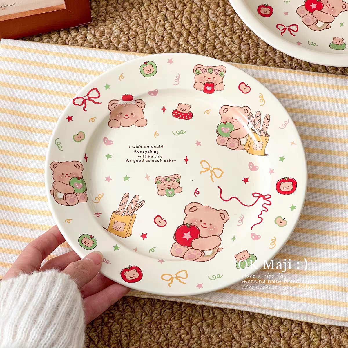 Kawaii Illustration Printed Plate + Butter Knife